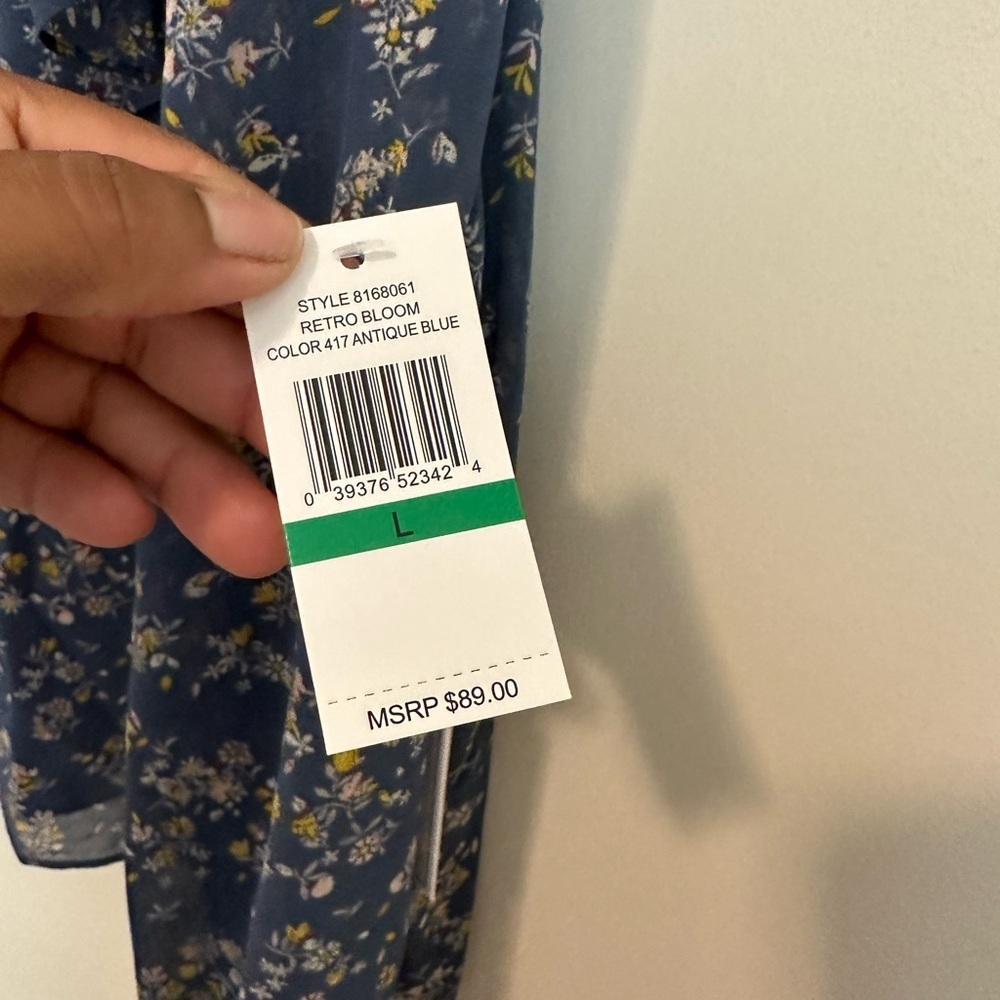 NWT 1. State•Nordstrom Floral Ruffle Collar Blouse Size Large - Picture 10 of 15